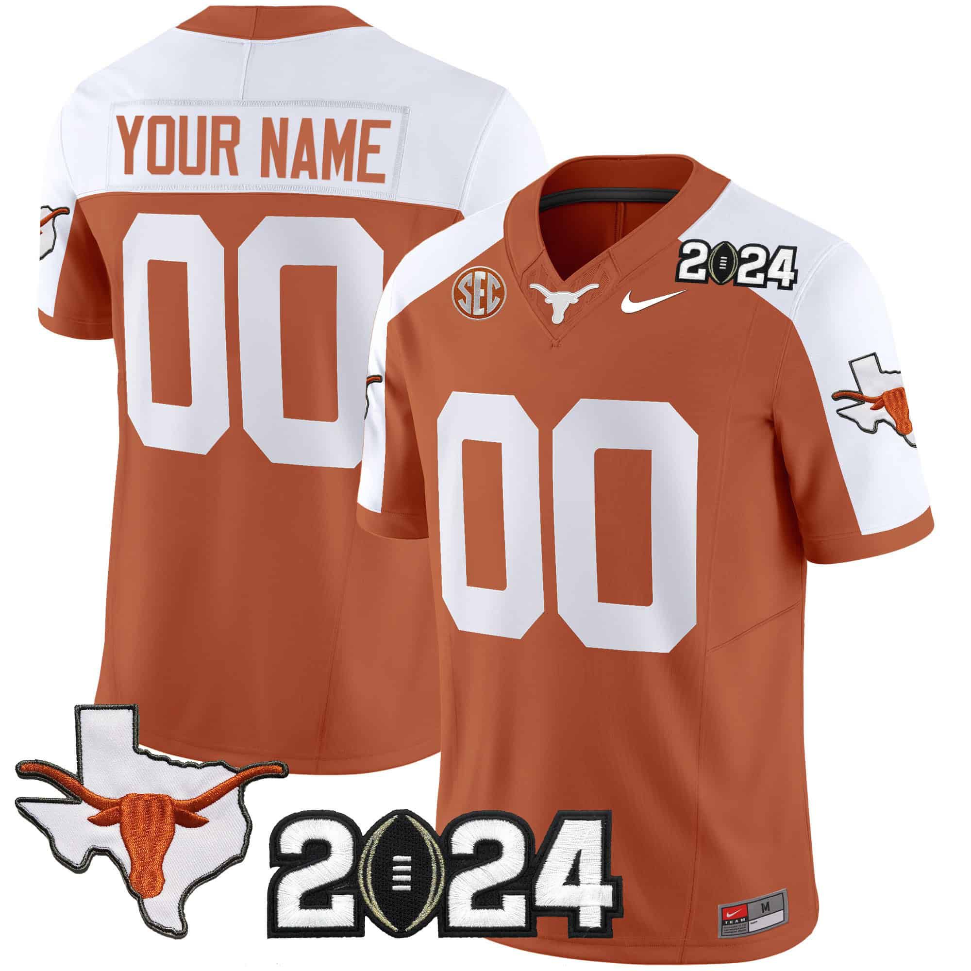 Men Texas Longhorns Oragne 2024 Nike Vapor Limited Custom NCAA Jersey